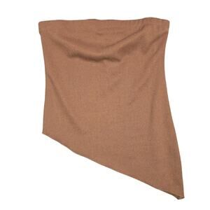 Attirance Tube Top Womens Large Brown Asymmetrical Ribbed Strapless Cropped NEW